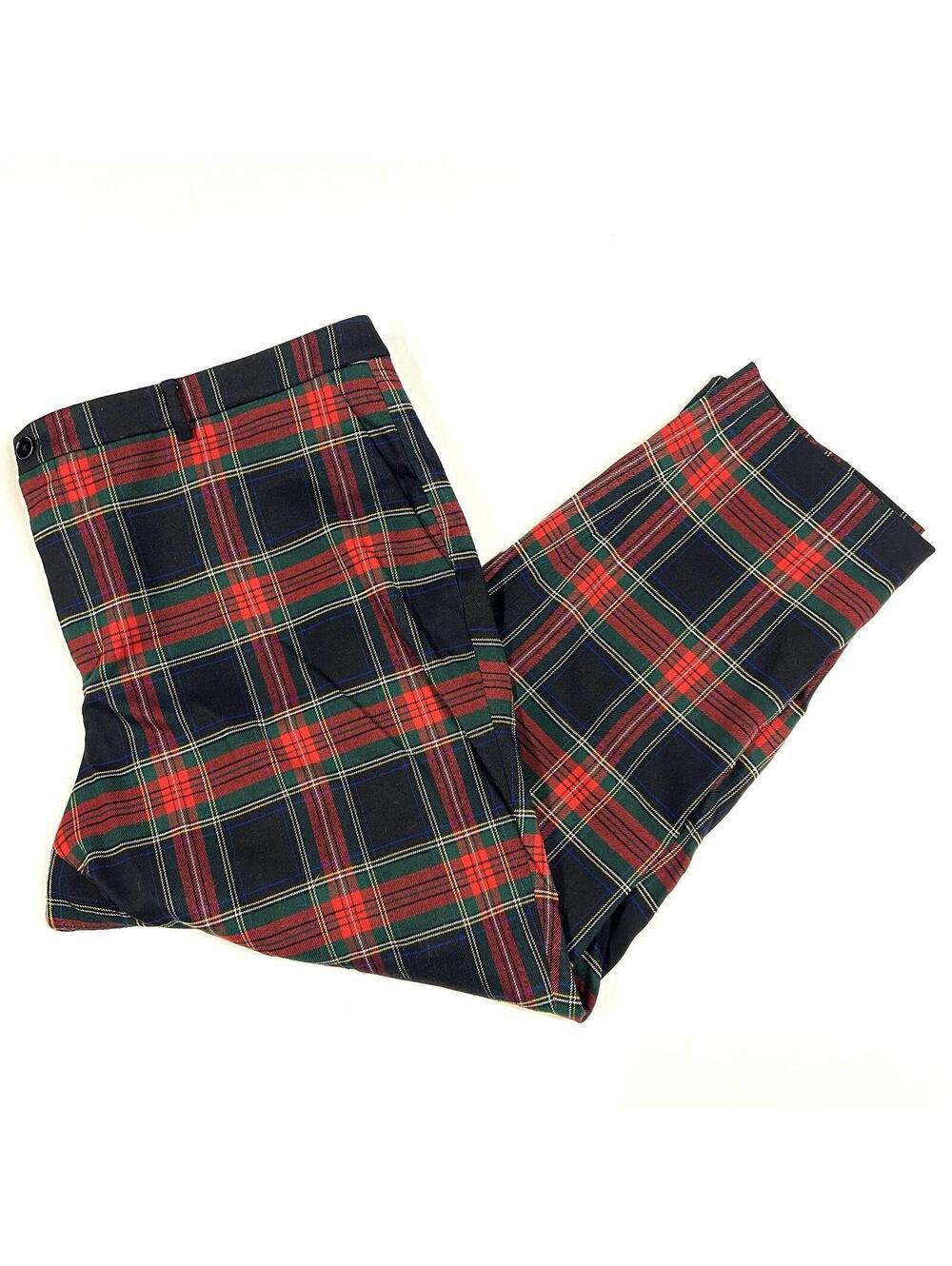 Lauren Ralph Lauren Red Navy Blue Plaid Tartain Ankle Suit Pants Trousers 18W